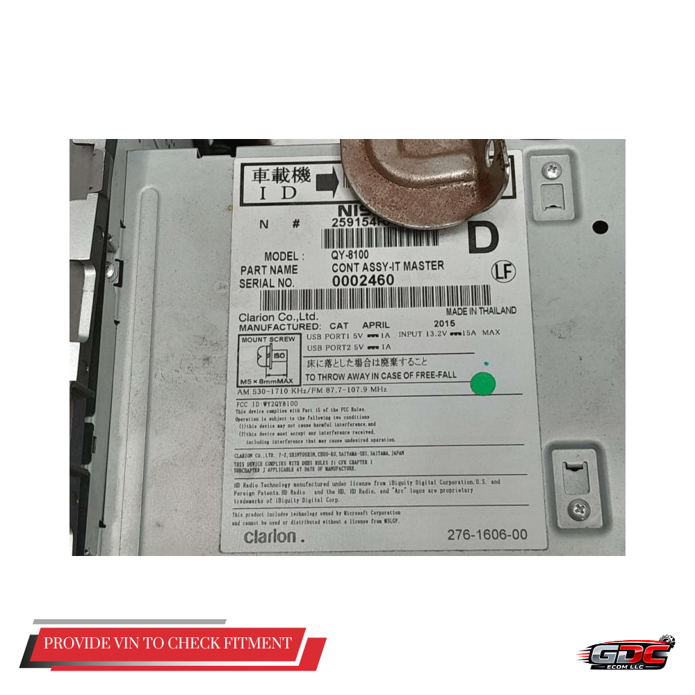 2016–2017 Nissan Maxima Navigation Display Radio Receiver OEM — view 5