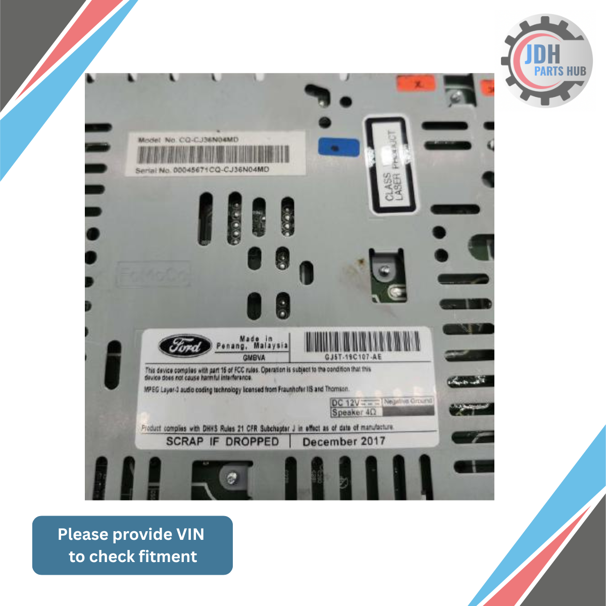 2015–2019 Ford Escape AM FM CD MP3 Single Disc Radio Receiver OEM — view 4