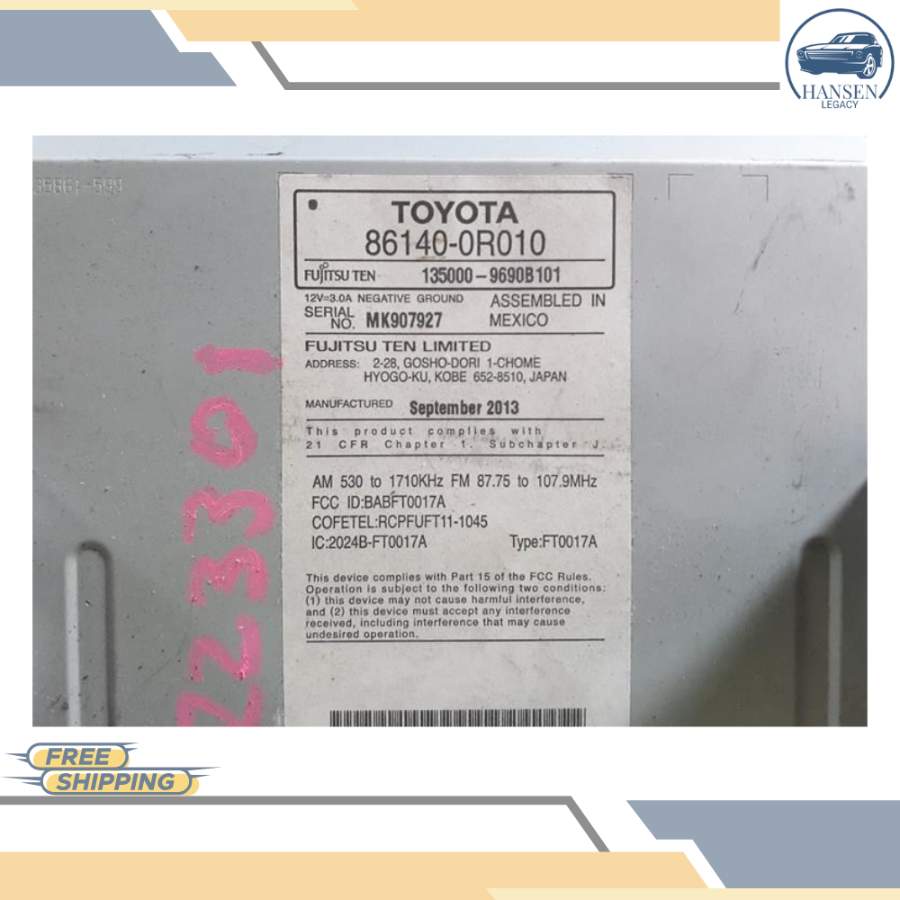 2013–2014 Toyota RAV4 Radio Display & Receiver Screen CD 100071 OEM — view 5