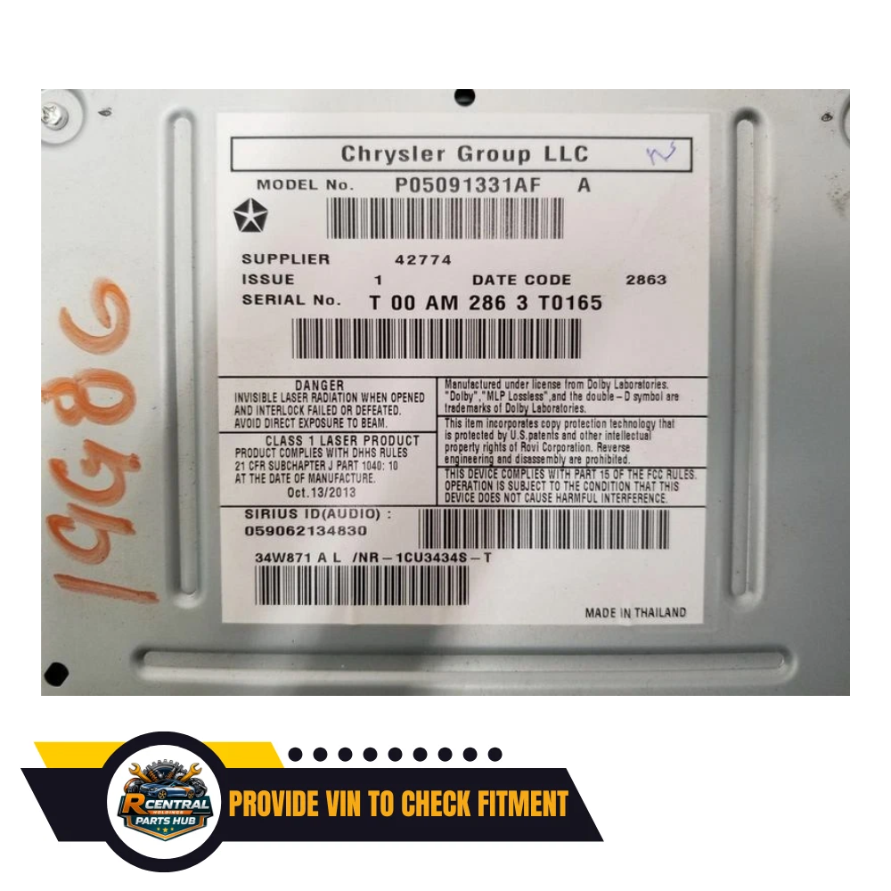 2012–2016 Chrysler Town & Country Radio AM FM CD Player Receiver with Nav ID RHB — view 4