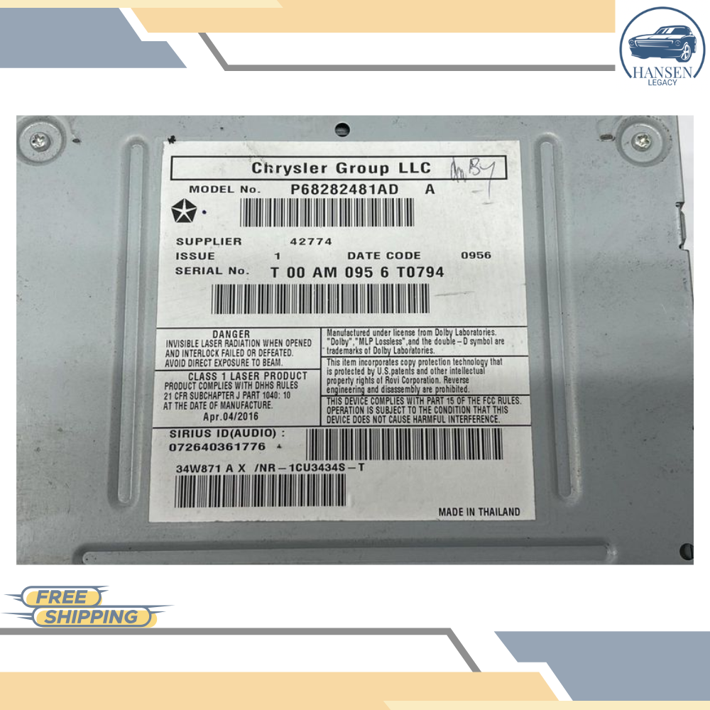 2012–2018 Dodge Caravan Radio Display Receiver RHB Navigation OEM — view 5