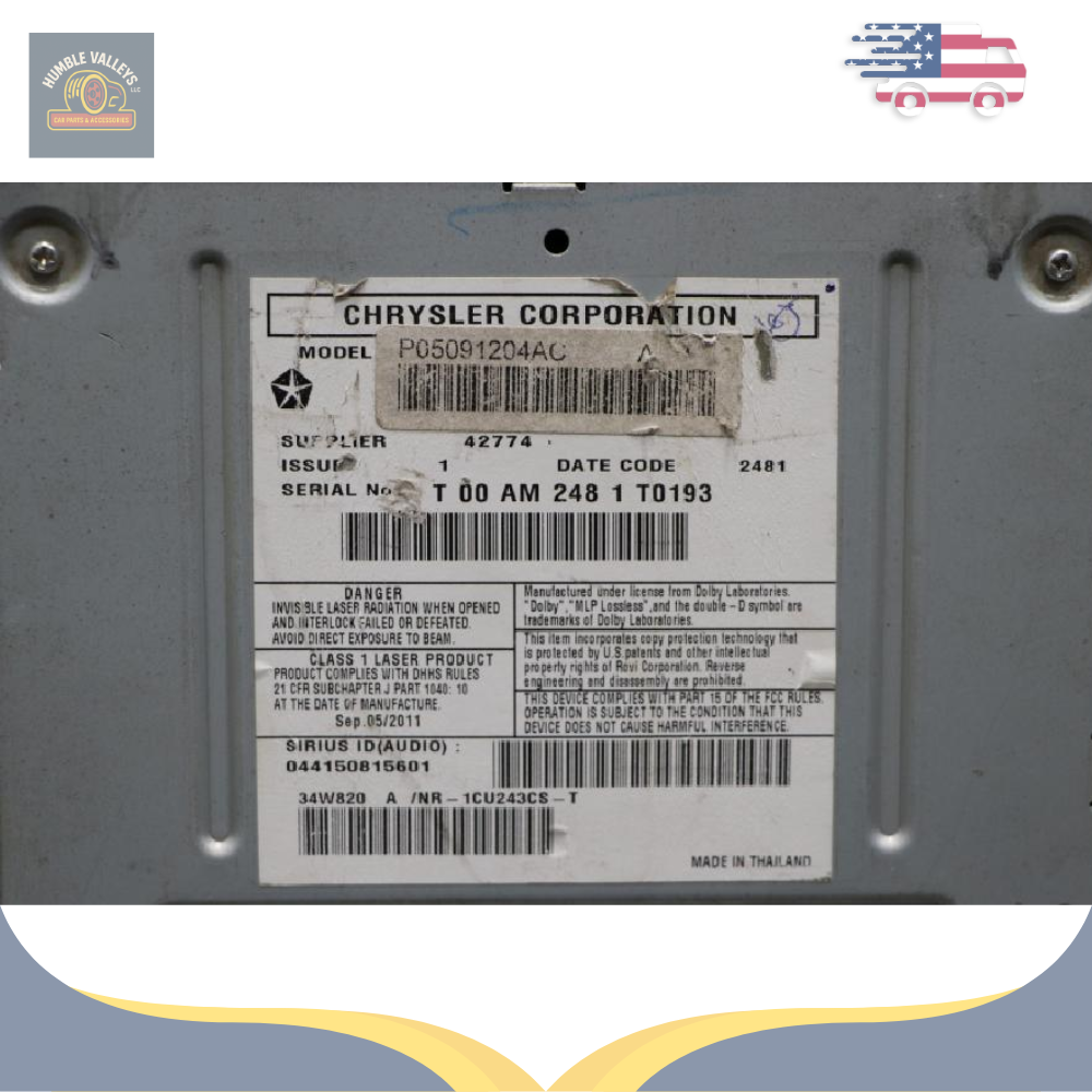 2012–2019 Chrysler Town Country Radio Display Receiver RHB NAVIGATION OEM — view 5