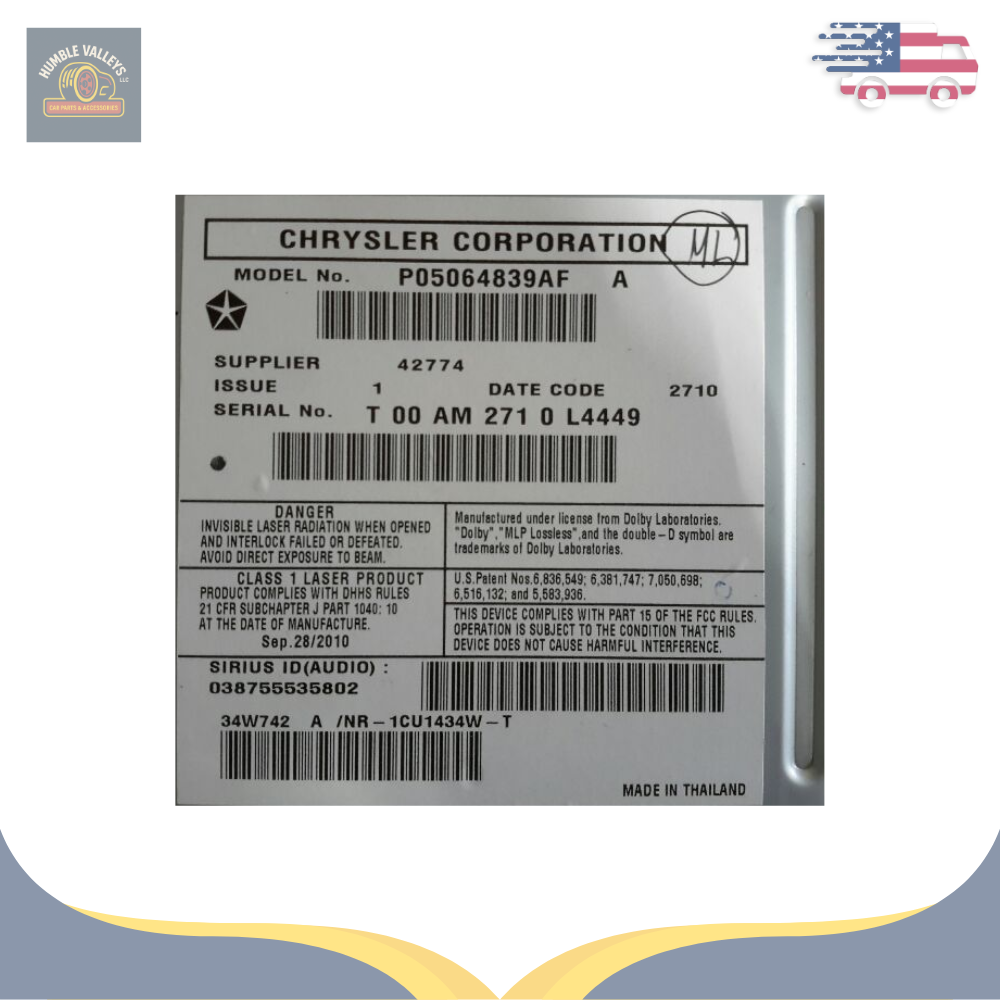 2011 Jeep Grand Cherokee Radio with Navigation Sat CD DVD HDD Face ID RHB OEM — view 3