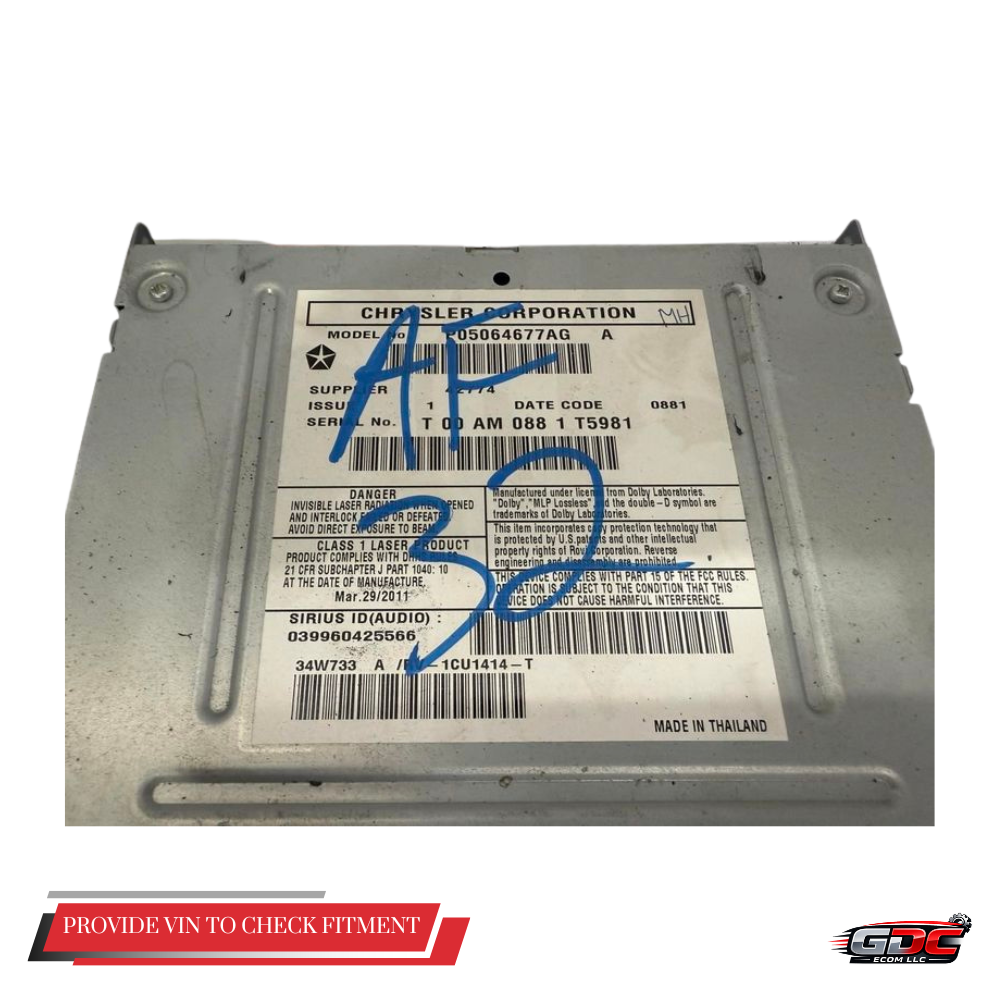 2011–2014 Chrysler 200 Radio Display Receiver AM FM CD DVD SAT OEM P05064677AG — view 5