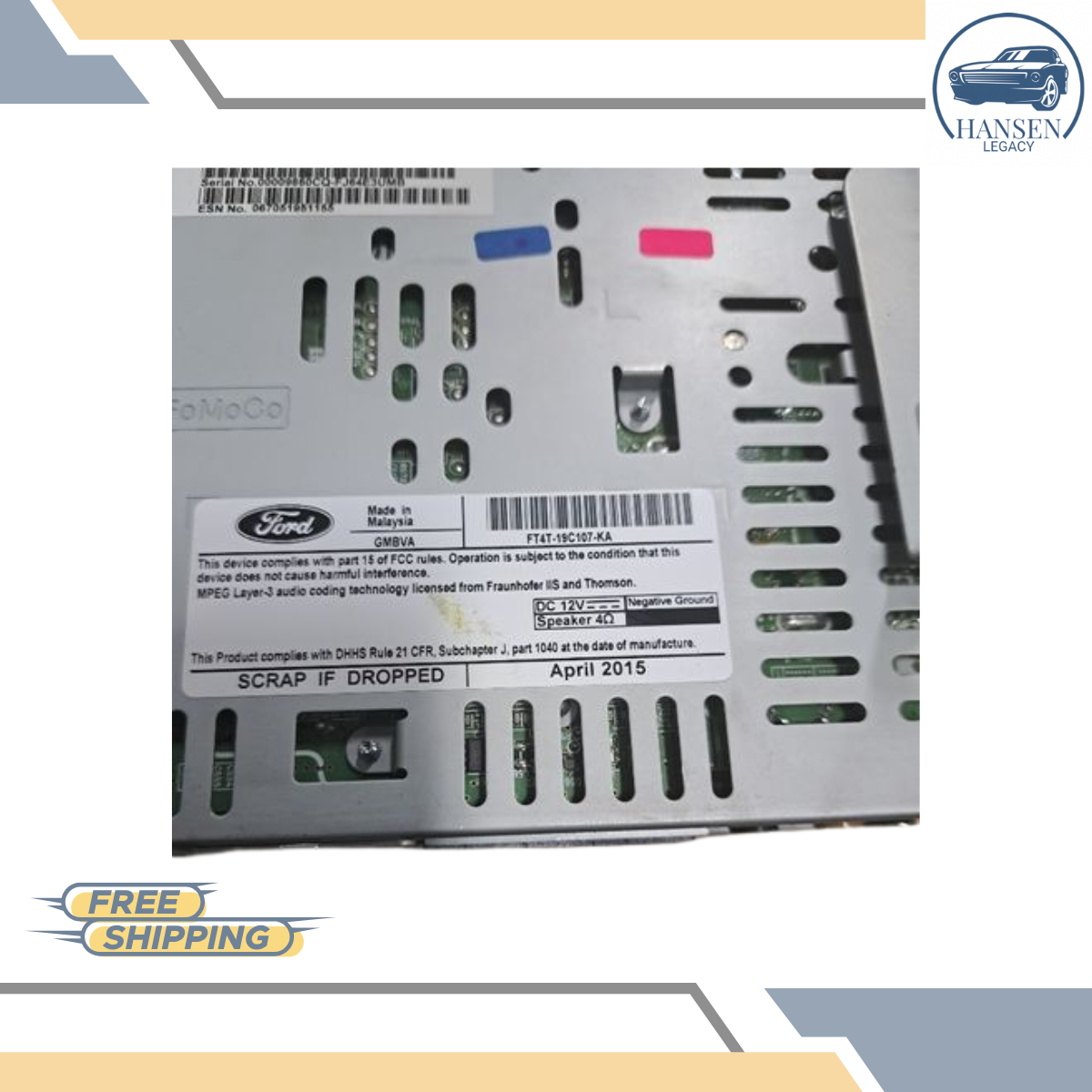 2015–2018 Ford Edge Radio Satellite AM-FM-CD-MP3, Single Disc 15 16 17 18 OEM — view 5