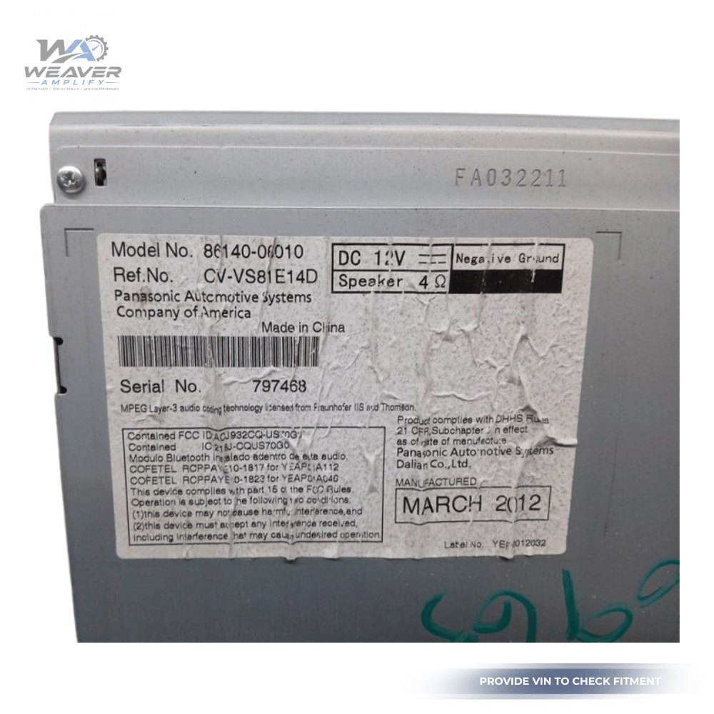 2012–2013 Toyota Camry Radio Display Receiver AM FM CD OEM — view 5