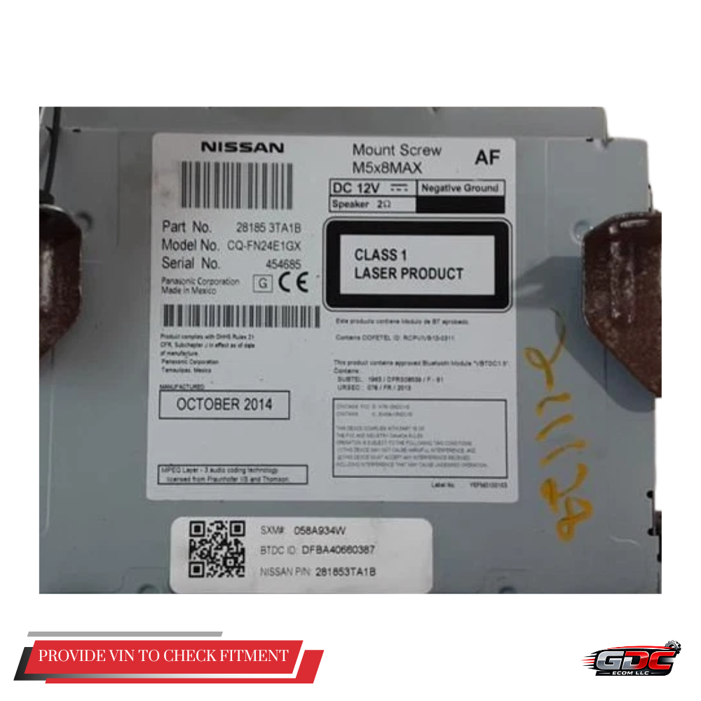2013–2015 NISSAN ALTIMA SEDAN AM FM CD RADIO RECEIVER without NAVIGATION 5" DISPLAY — view 2