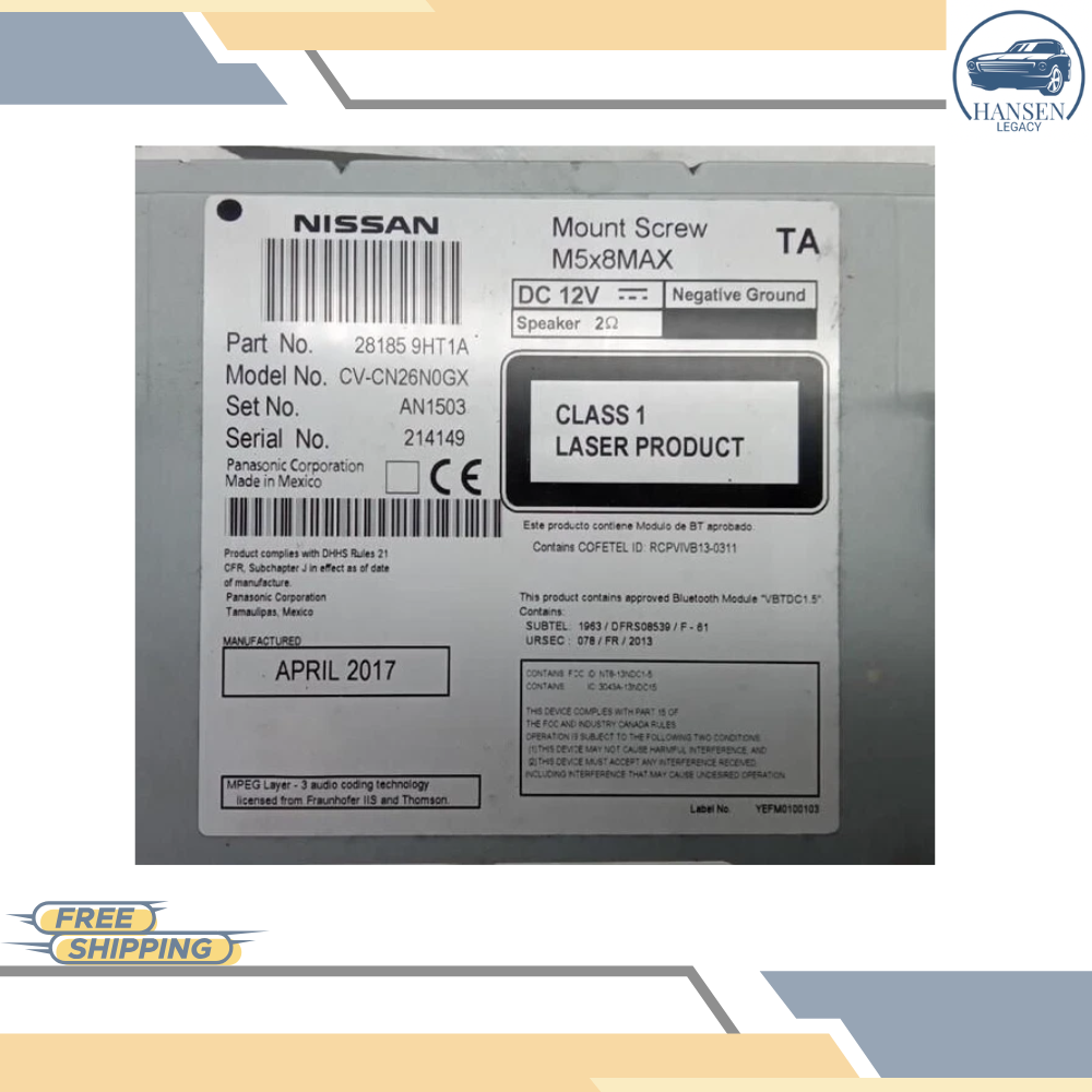 2016–2017 Nissan ALTIMA Radio Display Receiver AM FM CD BASE OEM — view 2