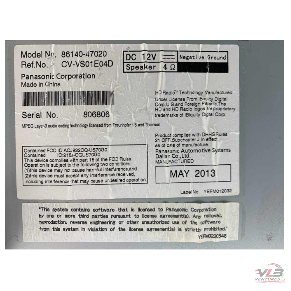 2012–2014 Toyota Prius Radio Receiver ID 57011 OEM — view 2