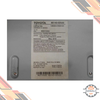 2017–2019 Toyota Corolla Radio Display Receiver OEM — view 4