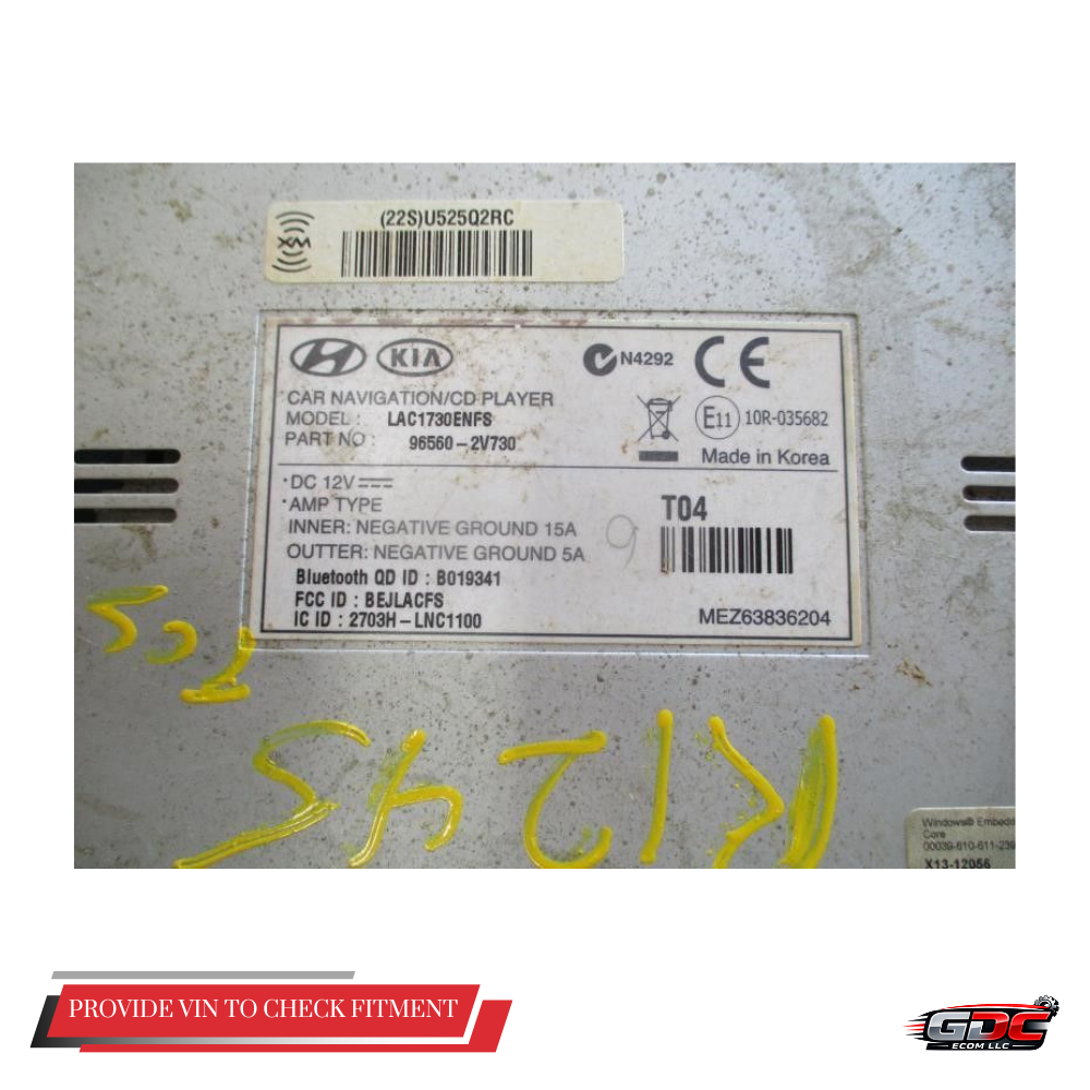 2012–2015 Hyundai Veloster Radio Display Receiver Satellite CD OEM 96560-2V730 — view 3