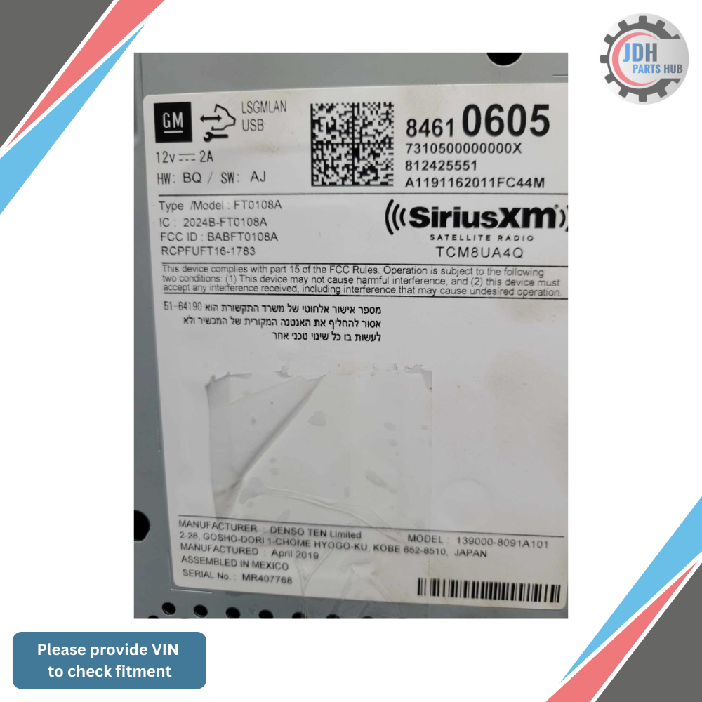 2018–2020 Chevrolet Sonic AM FM Radio Receiver Display Screen ID 84610605 OEM — view 3