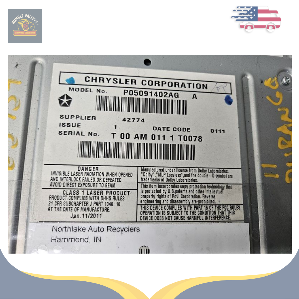 2011–2013 Dodge DURANGO Radio Display Receiver RBZ Satellite AM FM CD OEM — view 3