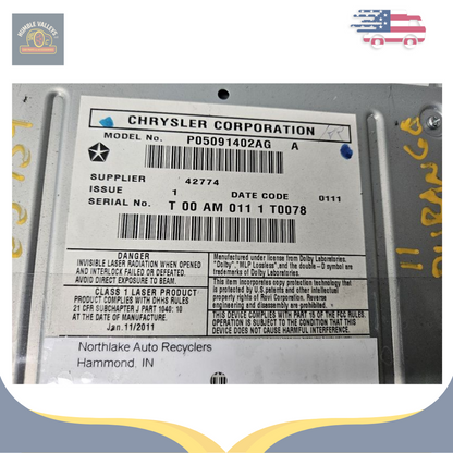 2011–2013 Dodge DURANGO Radio Display Receiver RBZ Satellite AM FM CD OEM — view 3