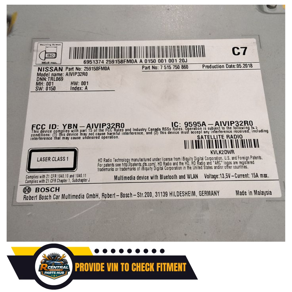 2018–2020 Nissan Rogue Radio Receiver Navigation With Display Screen OEM — view 3