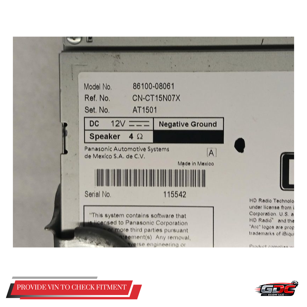 2016–2017 Toyota Sienna Radio Navigation Display & Receiver Face ID 510157 OEM — view 4