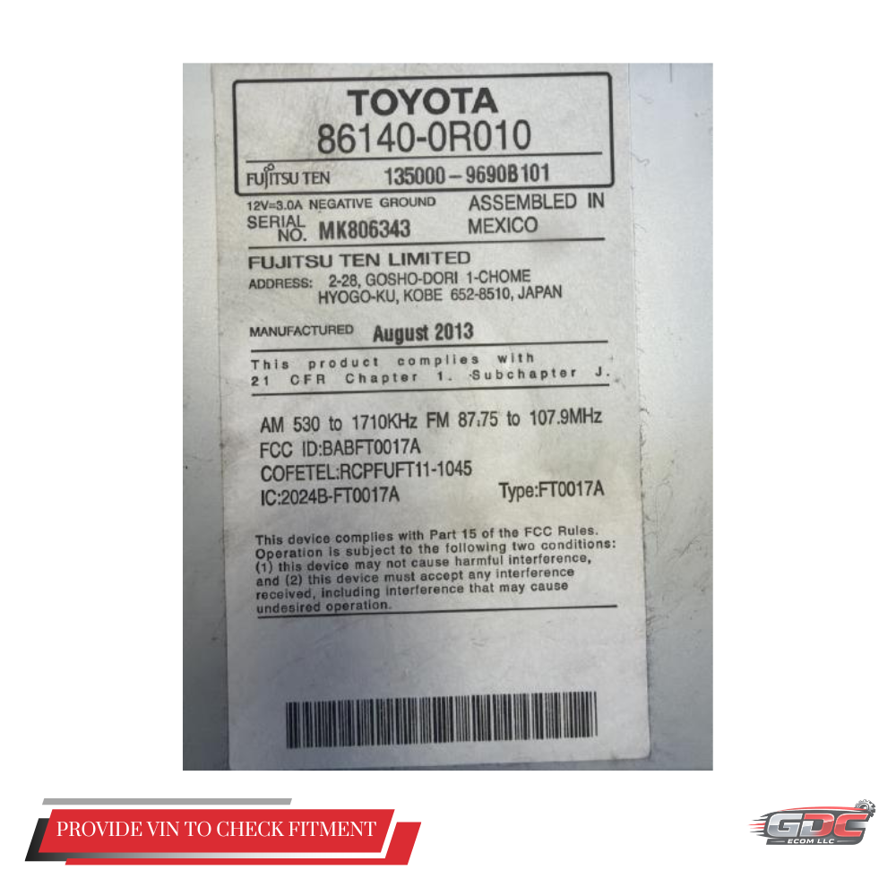 2013–2014 Toyota RAV4 Radio Display & Receiver Screen CD OEM 86140-0R010 — view 5