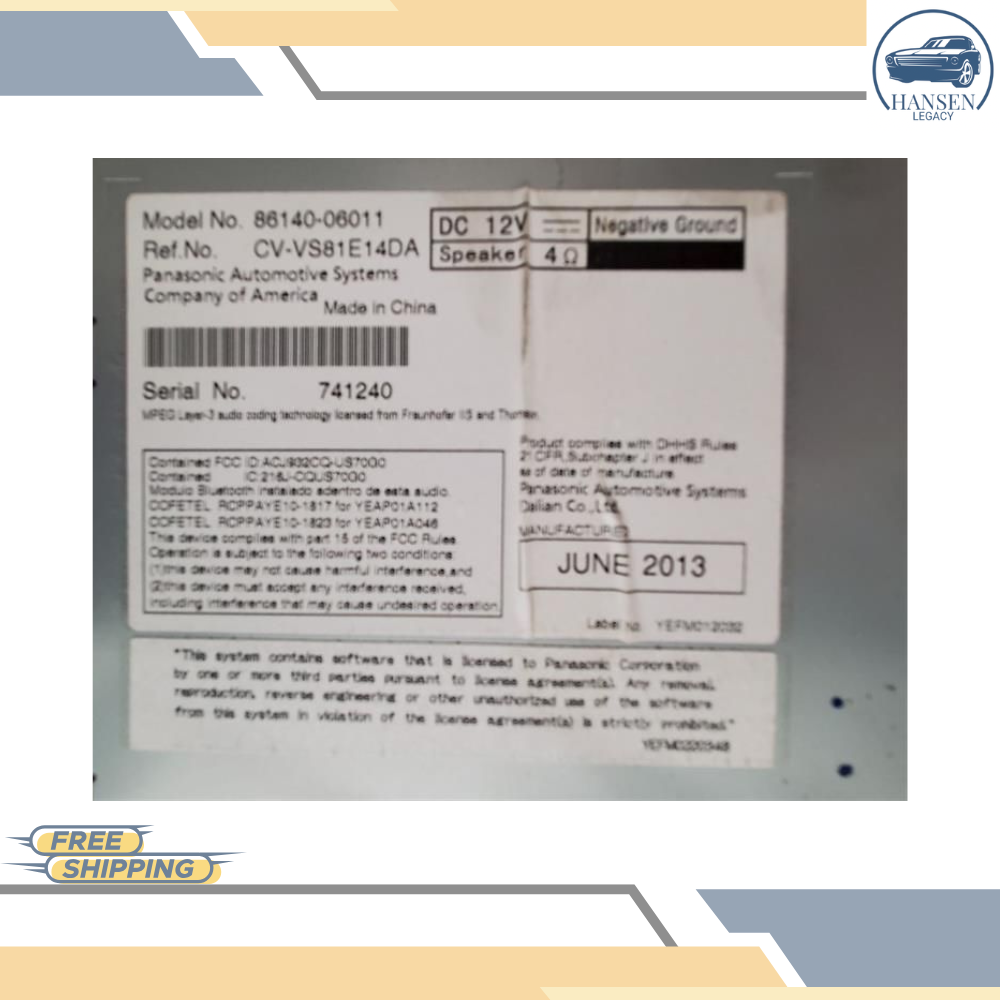 2013–2014 Toyota Camry Radio Display and Receiver AM-FM-CD ID 57076 OEM — view 4