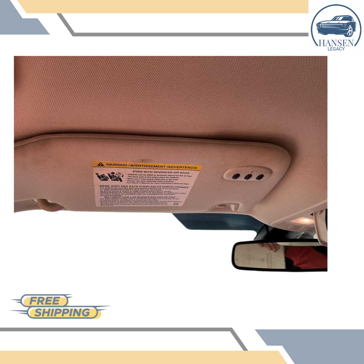 2015–2023 Ford Edge Left Driver Side Sun Visor with Garage Door Opener Gray — view 2