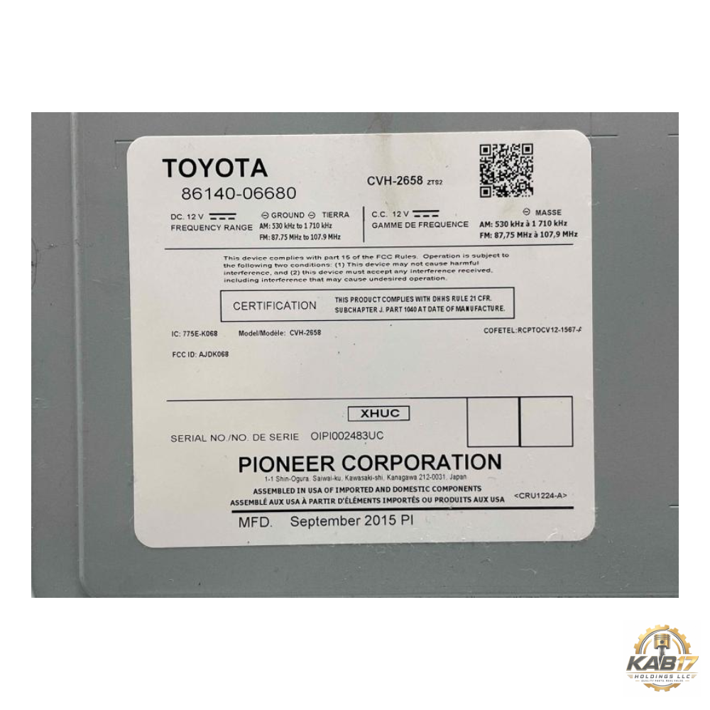 2015–2017 Toyota Camry Radio Touch Screen Display & Receiver P11224 15 16 17 OEM — view 3