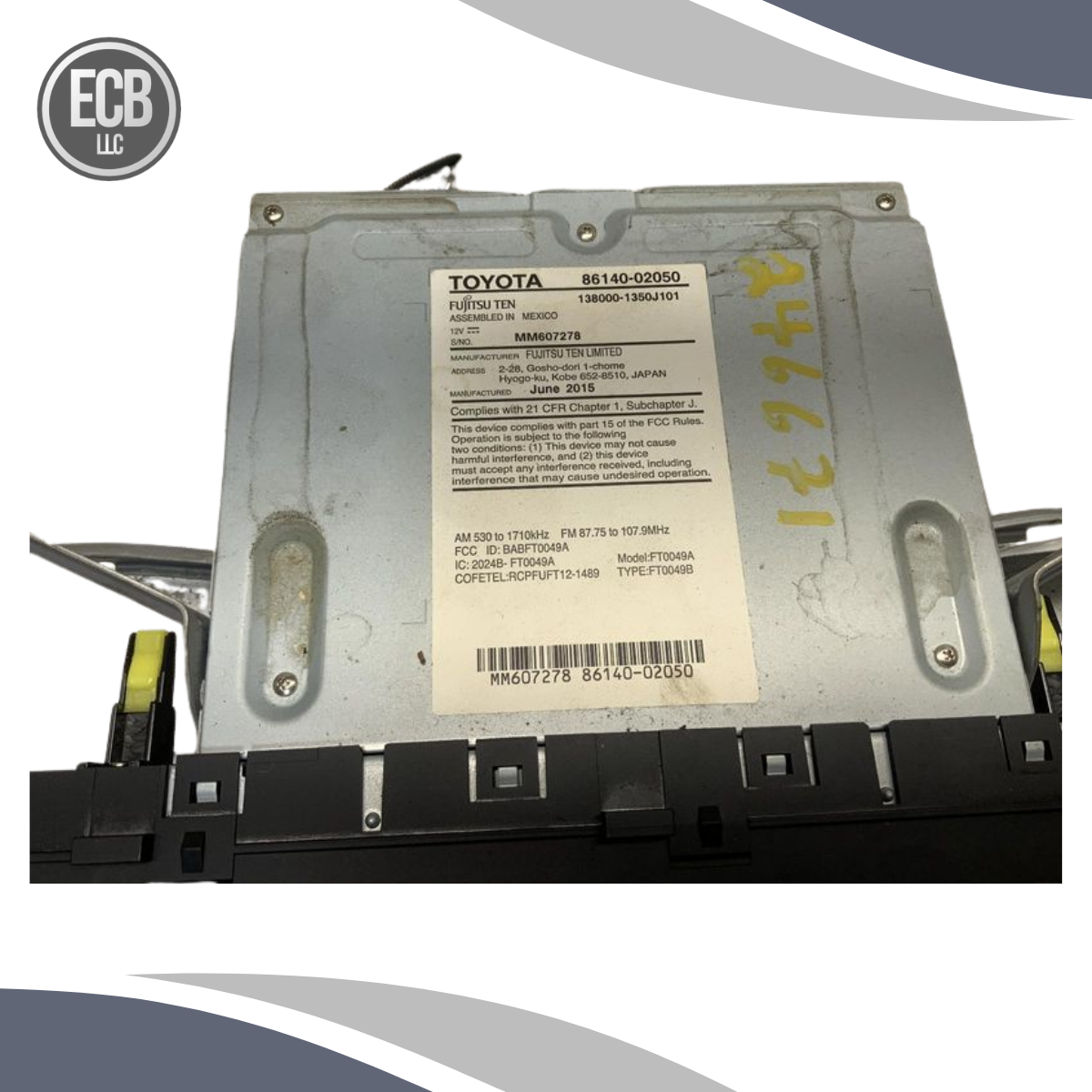 2014–2016 Toyota Corolla Touchscreen Radio Display Receiver OEM — view 2