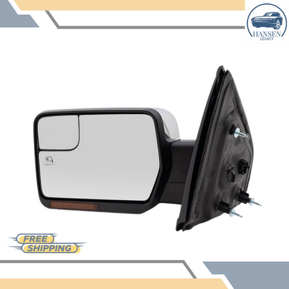 2011–2014 Ford F150 Left Driver Side View Mirror Power Folding Chrome Cap LH — view 4
