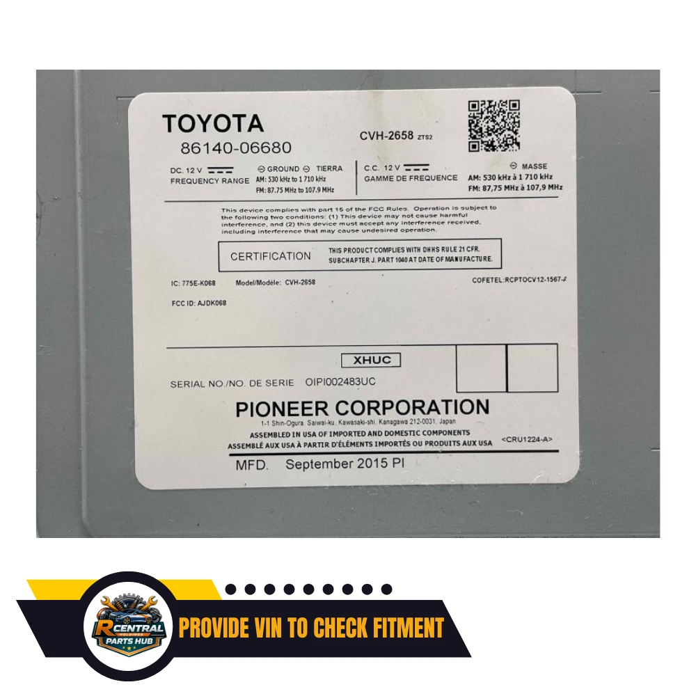 2015–2017 Toyota Camry Radio Touch Screen Display & Receiver P11224 15 16 17 OEM — view 2