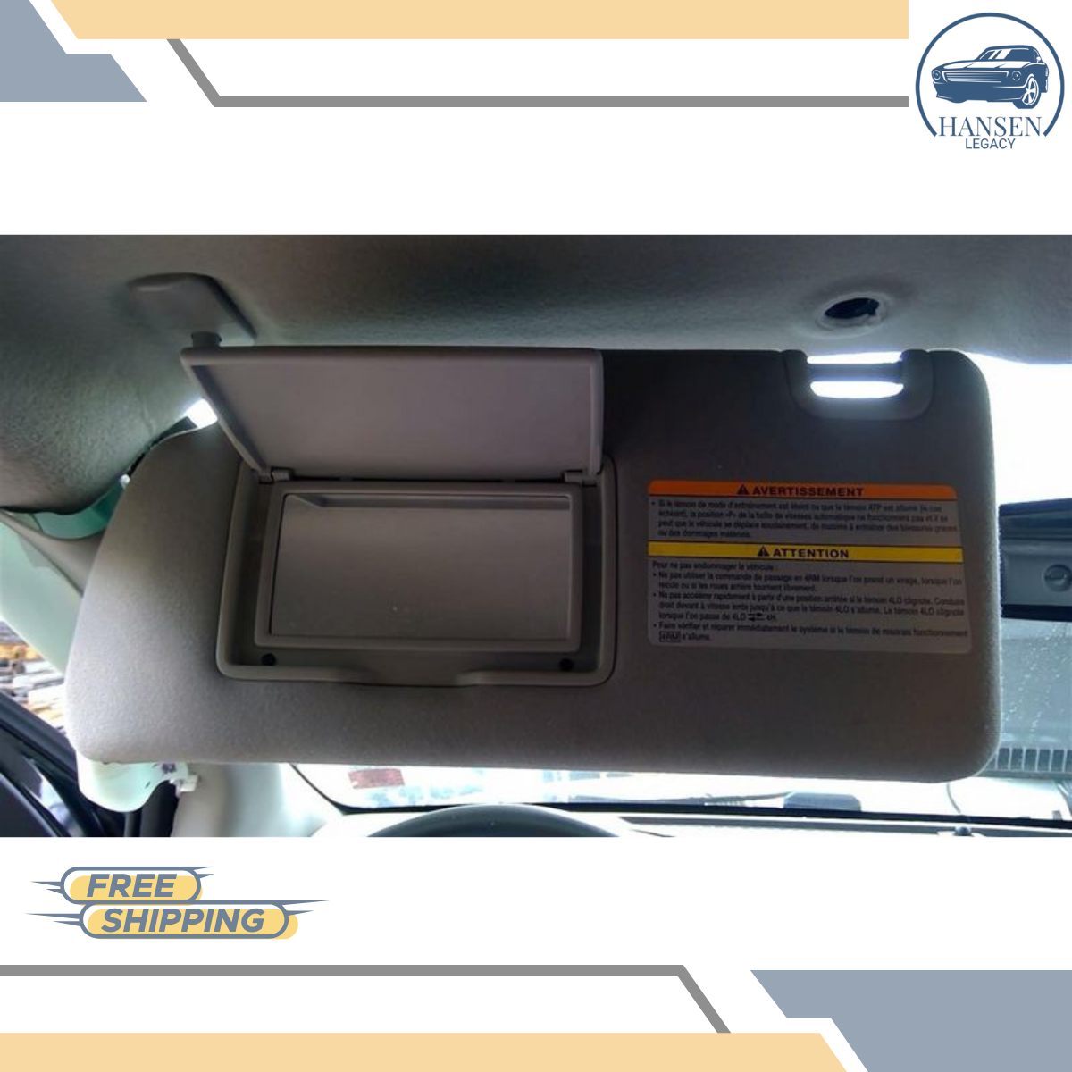 2013–2021 Nissan Frontier Left Driver Side without Illumination Sun Visor Gray — view 1