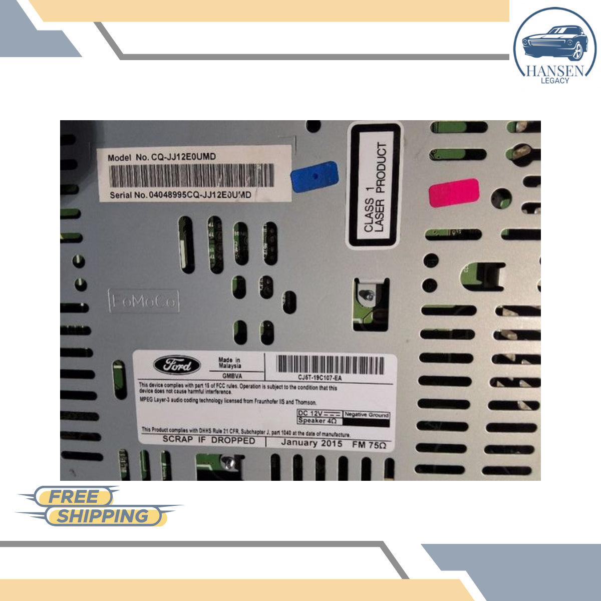 2015–2016 Ford Escape AM FM CD MP3 Radio Receiver ID CJ5T-19C107-EA thru EC — view 5