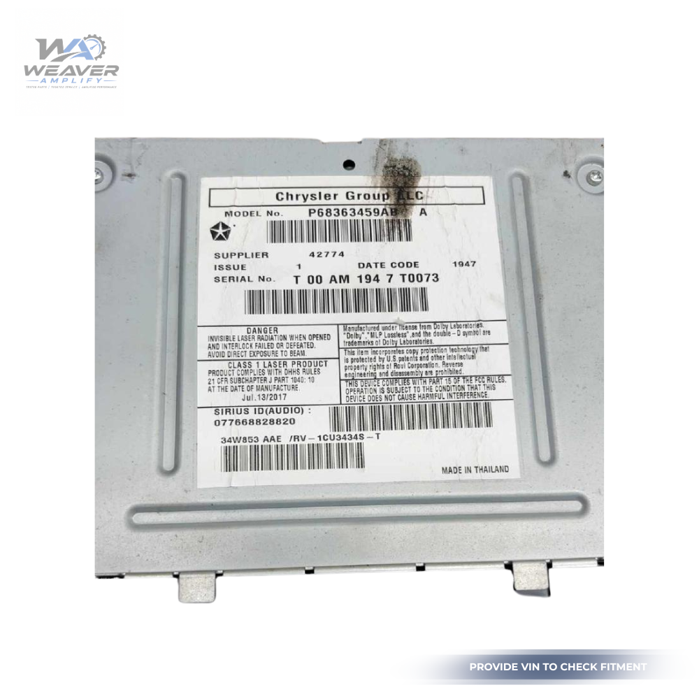2012–2020 Dodge Caravan AM FM Radio Receiver With Display Screen OEM — view 5