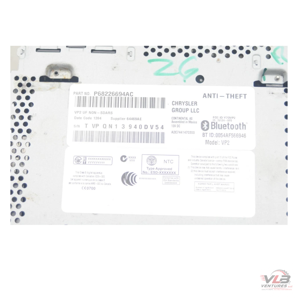 2015–2016 Chrysler 200 Dash Radio Display Screen OEM — view 2