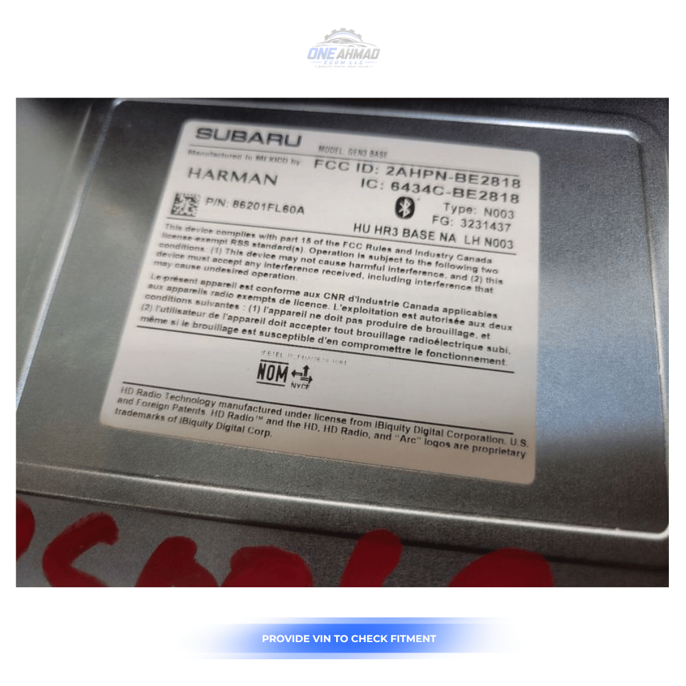 2017–2018 Subaru Impreza Radio Receiver without Navigation US Market ID 86201FL60A — view 5
