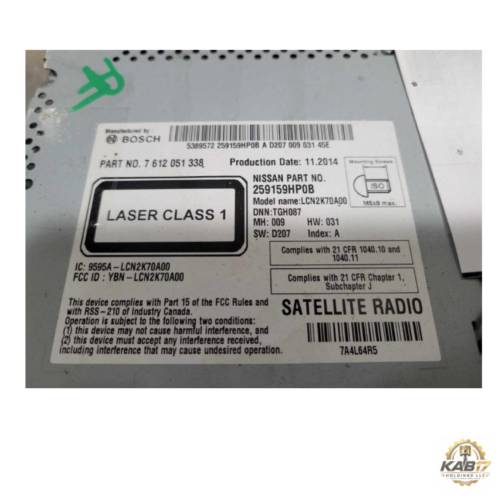 2015 Nissan Altima AM-FM-CD Satellite Navigation Radio Receiver OEM — view 4