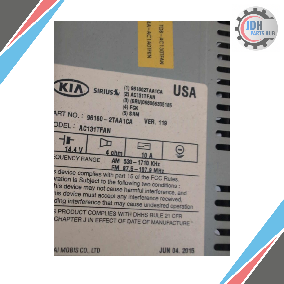 2015 Kia Optima Radio Receiver without Navigation OEM — view 3
