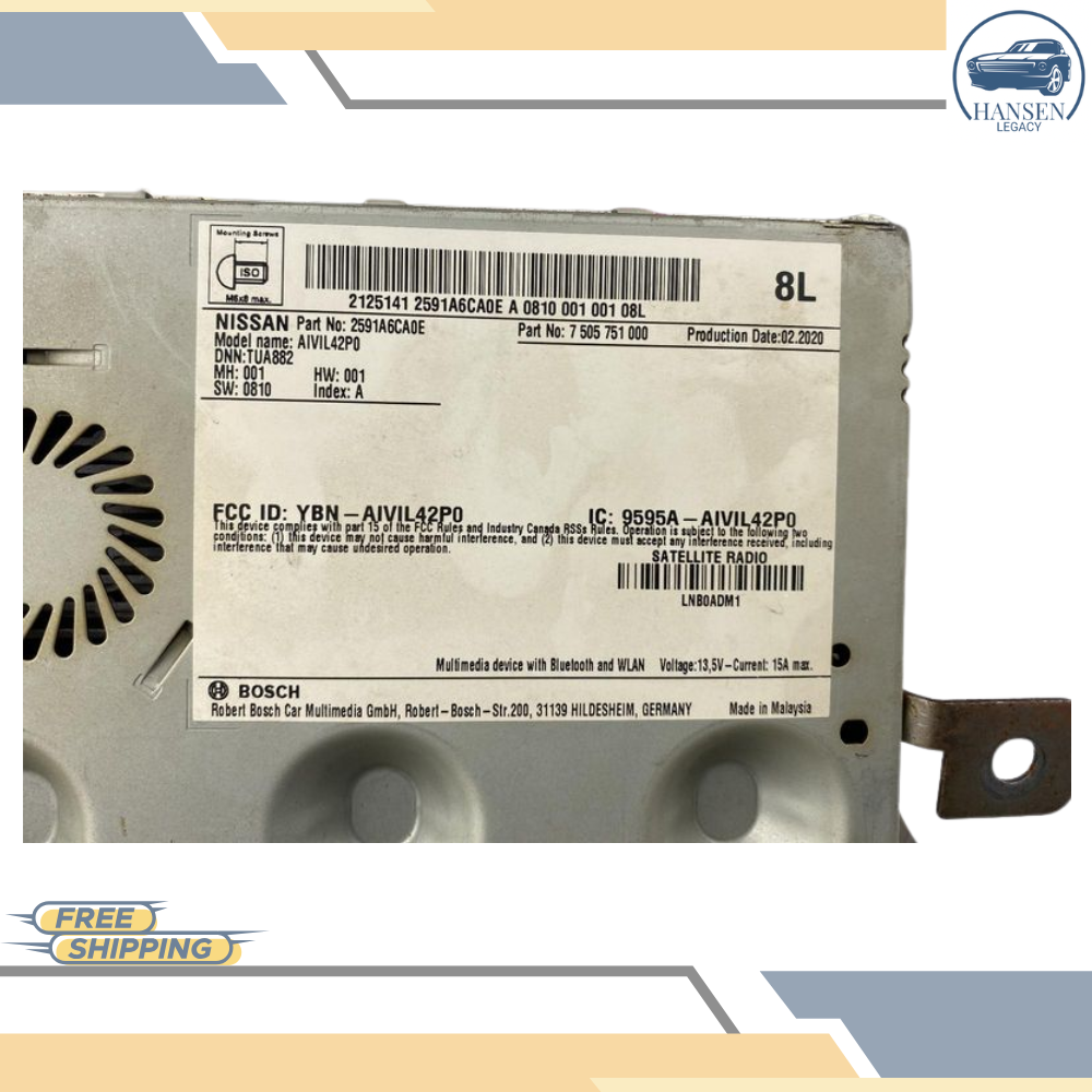 2019–2022 Nissan Altima AM FM Radio Receiver With Display Screen OEM — view 3