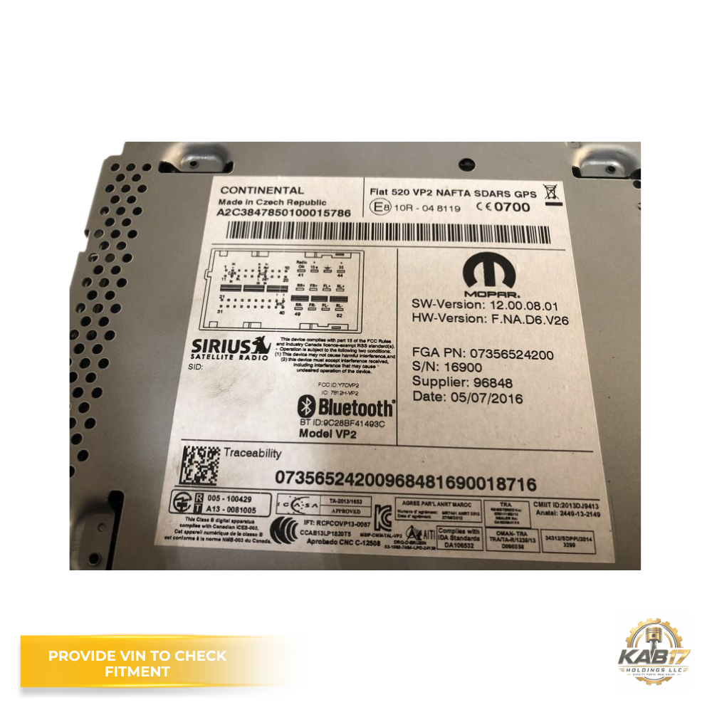 2015–2017 Jeep Renegade AM FM Radio Receiver With Display Screen OEM — view 3