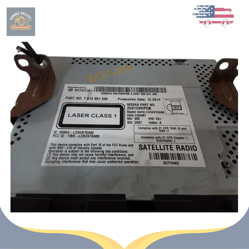 2015 Nissan Altima AM-FM-CD Satellite Navigation Radio Receiver OEM — view 3