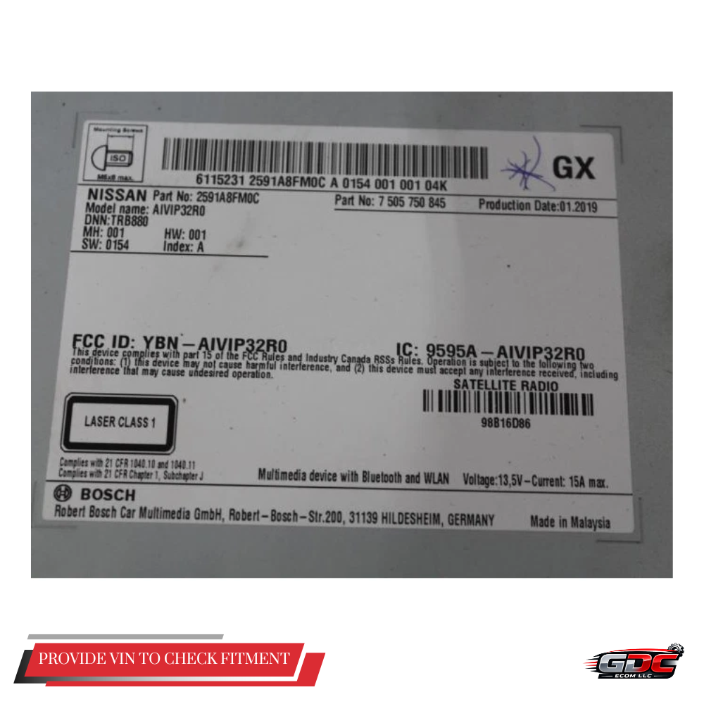 2018–2020 Nissan Rogue AM FM CD Radio Receiver OEM — view 2