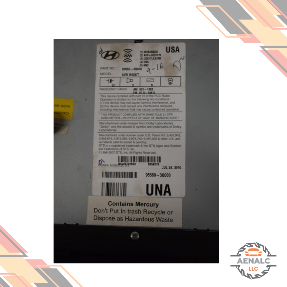 2011 Hyundai Sonata Radio Receiver with GPS Navigation Part # 96560-3Q000 OEM 11 — view 2