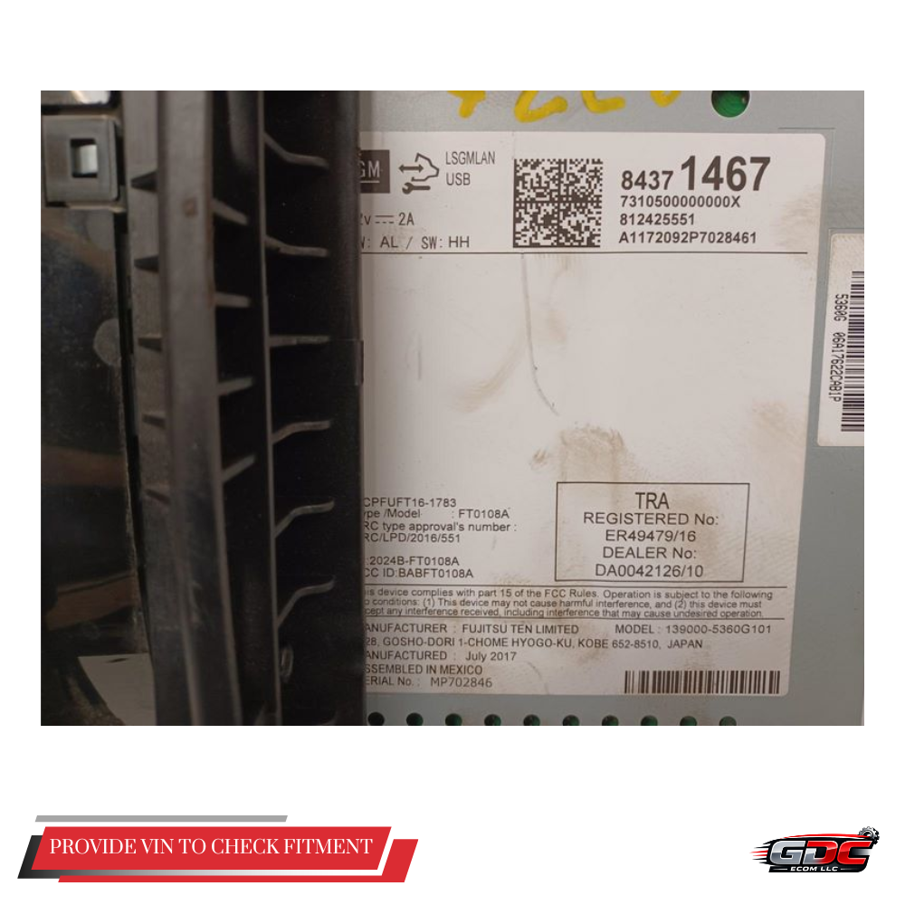 2018–2020 Chevrolet Sonic Trax Radio Multimedia Receiver Player OEM — view 2