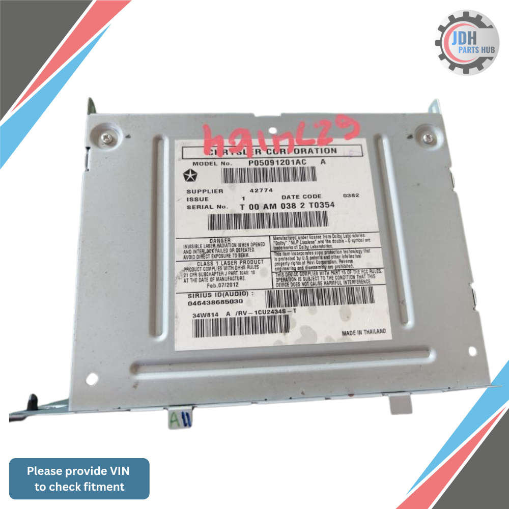 2012–2019 Dodge Caravan Radio MULTIMEDIA SATELLITE AM FM CD RBZ OEM — view 2
