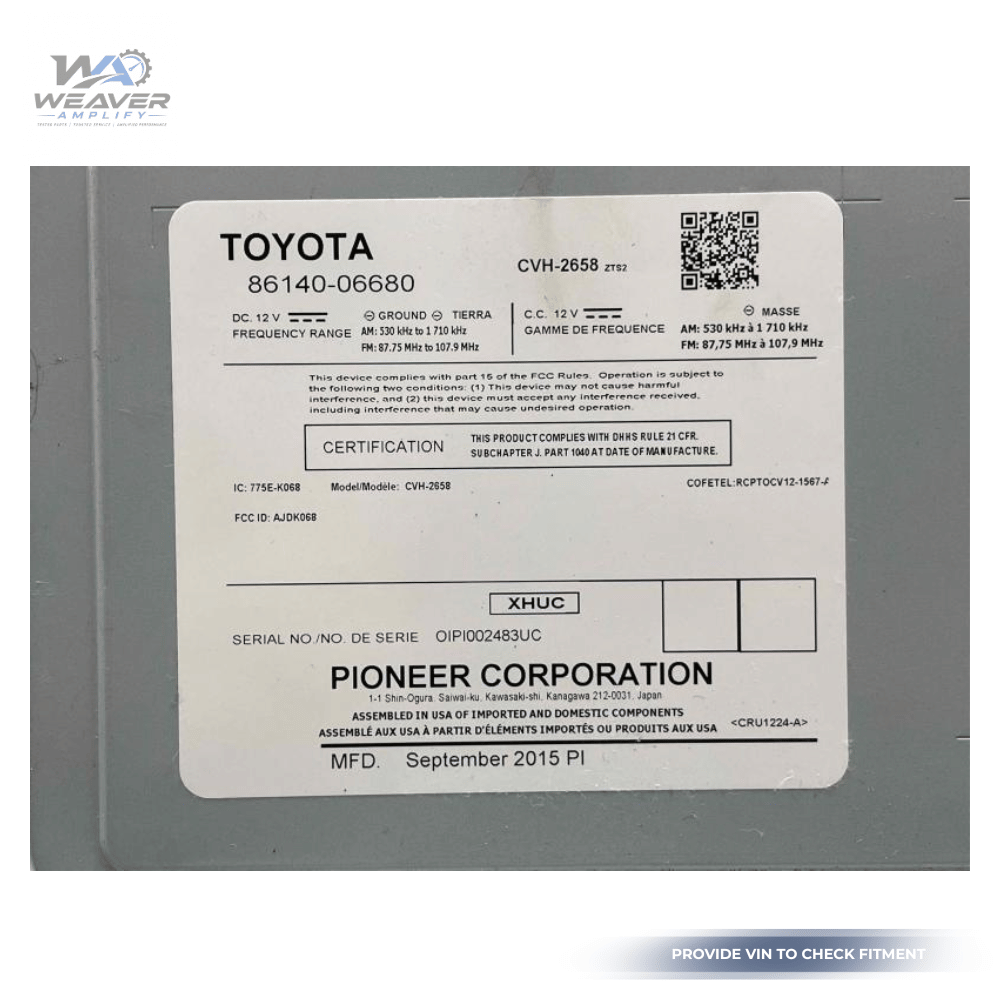 2015–2017 Toyota Camry Radio Touch Screen Display & Receiver P11224 15 16 17 OEM — view 3