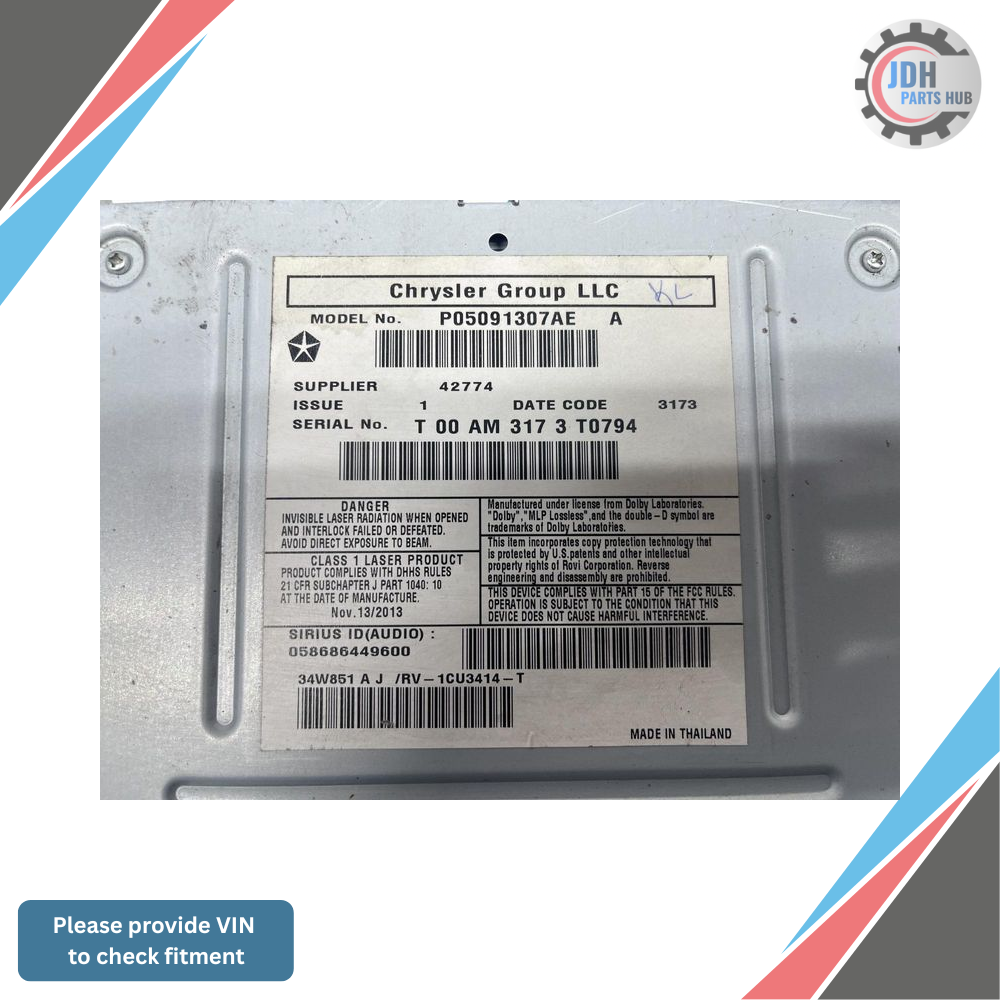 2011–2017 Jeep Patriot Compass AM FM CD DVD Satellite Radio Receiver ID RBZ OEM — view 4