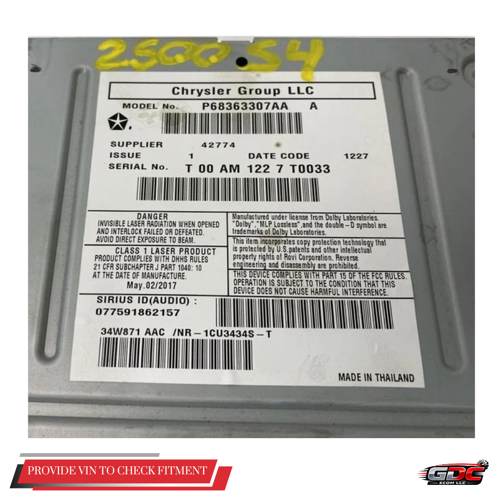 2013–2019 DODGE CARAVAN AM FM CD Navigation Radio Player Display Screen OEM RHB — view 2