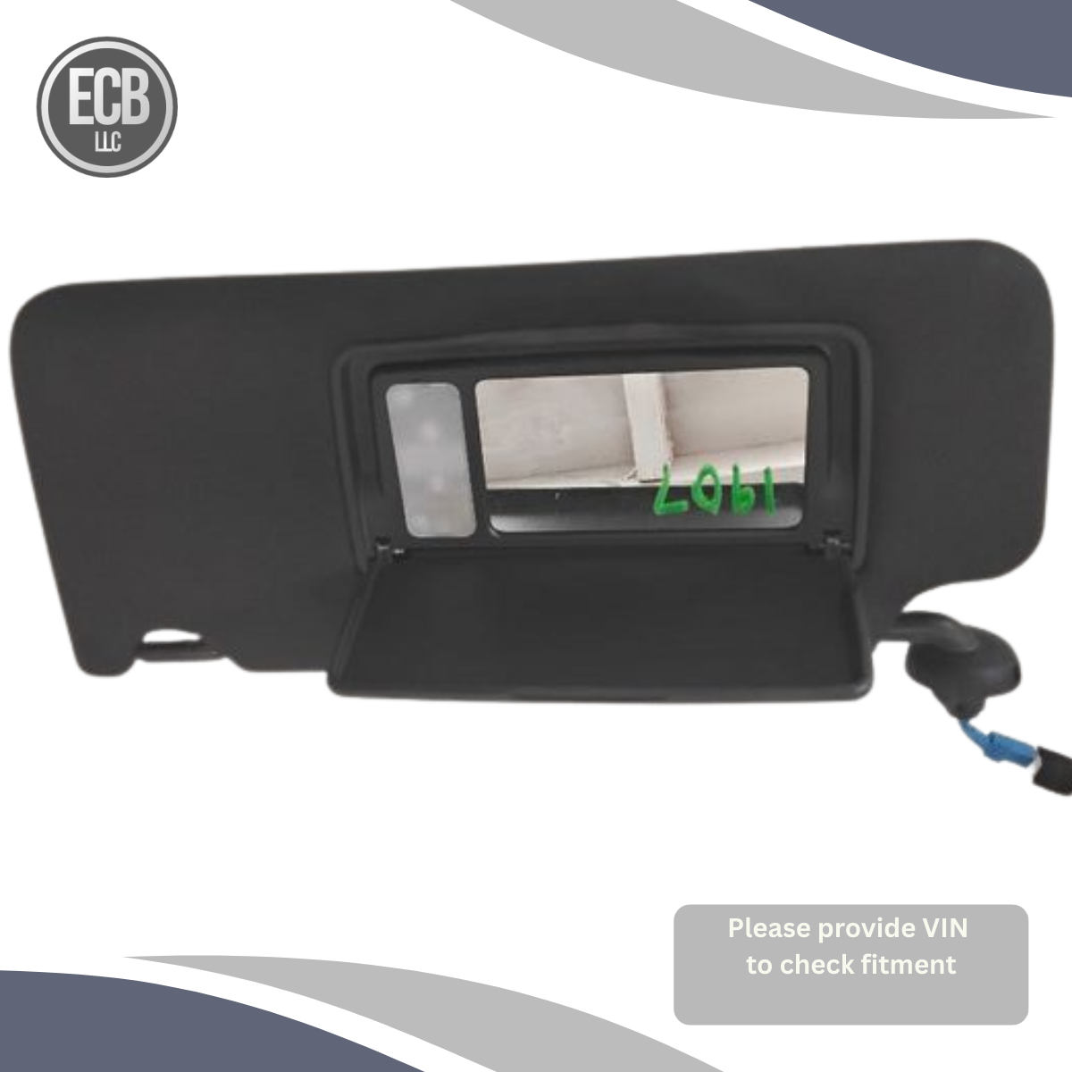 2018–2022 Honda Accord Driver Side Left Sun Visor Black Illuminated OEM with Mirro — view 2