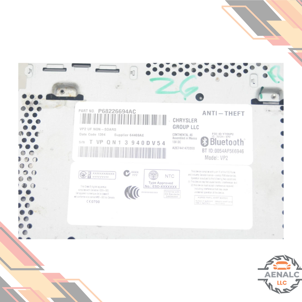 2015–2016 Chrysler 200 Dash Radio Display Screen OEM — view 2