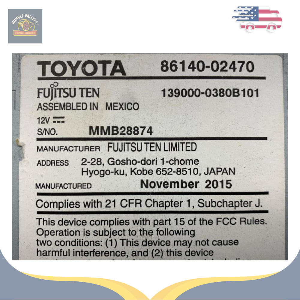 2015–2016 Toyota Corolla Radio Display Receiver AM FM CD 100571 OEM — view 3