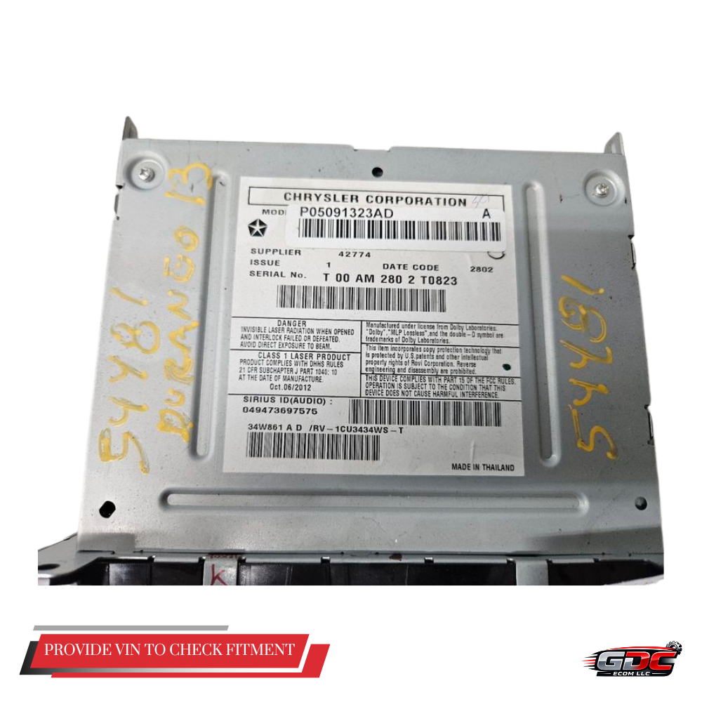 2011–2013 Dodge DURANGO Radio Display Receiver RBZ Satellite AM FM CD OEM — view 2