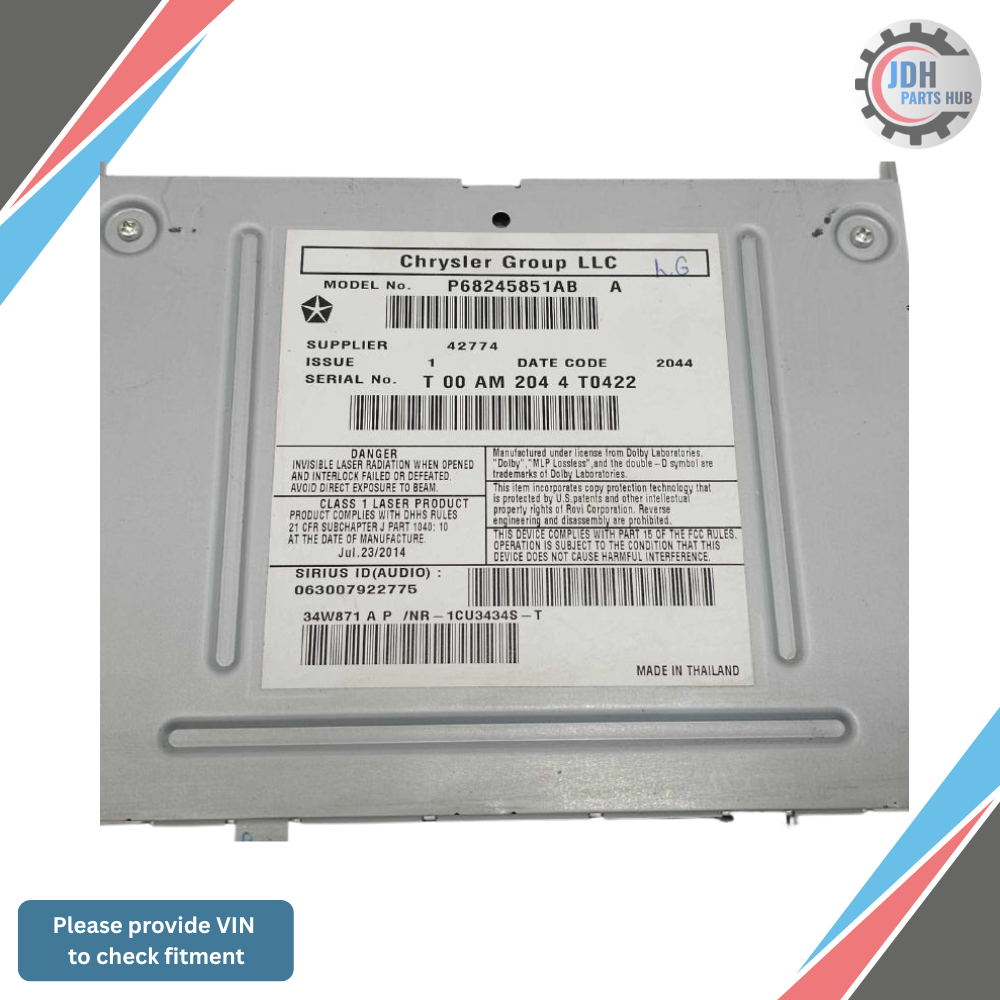 2013–2019 DODGE CARAVAN AM FM CD Navigation Radio Player Display Screen OEM RHB — view 3
