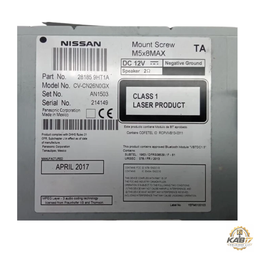2016–2017 Nissan Altima Radio Display Receiver AM FM CD Base OEM — view 3